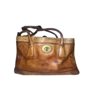Vintage 2008  Coach Tan Leather Hamptons Madeline Handbag Purse Flaws